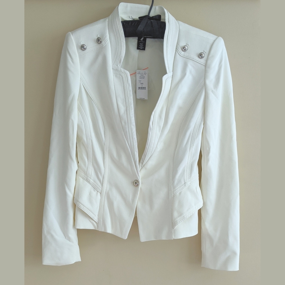 NWT Ecru Ponté Moto Jacket by White House Black Market